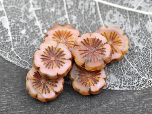 Picasso Beads - Czech Glass Beads - Hibiscus Flower Beads - Czech Flower Beads - Hawaiian Flower Beads - 6pcs - 14mm - (B610)
