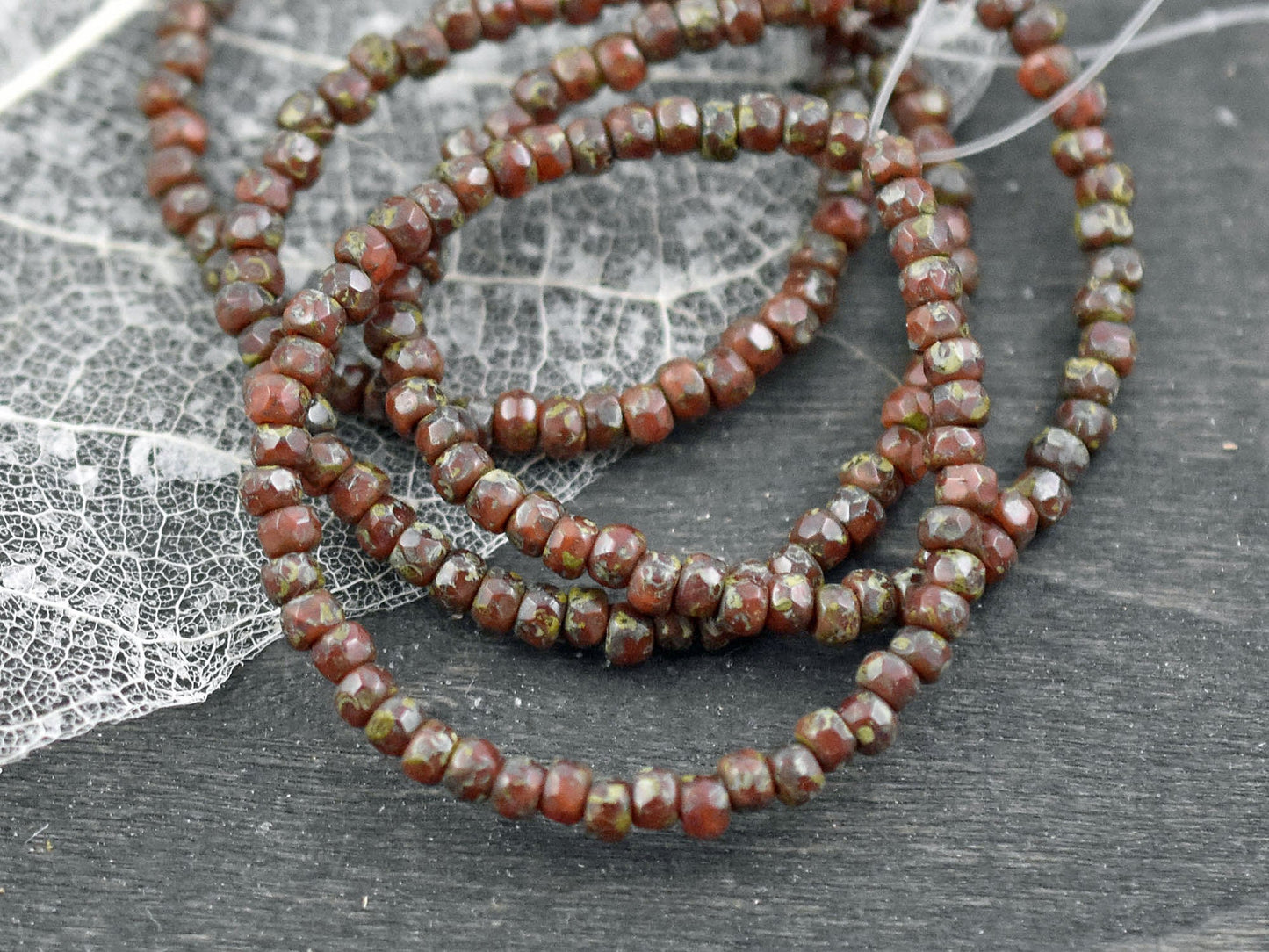 Czech Glass Beads - Micro Spacers - Spacer Beads - Picasso Bead - Glass Spacers - 2x3mm - 50pcs - (3680)