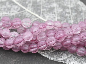Czech Glass Beads - Melon Beads - Round Beads - Etched Beads - 8mm Beads - 16pcs - (3882)