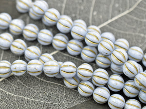 Czech Glass Beads - Melon Beads - Round Beads - Picasso Beads - 8mm Beads - 16pcs - (4370)