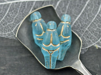 Goddess Bead - Czech Glass Beads - Female Goddess - Picasso Beads - 21x10mm - 4pcs - (B854)