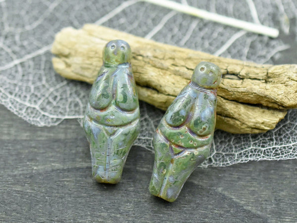 Picasso Beads - Czech Glass Beads - Goddess Bead - Female Goddess - 21x10mm - 4pcs - (A122)