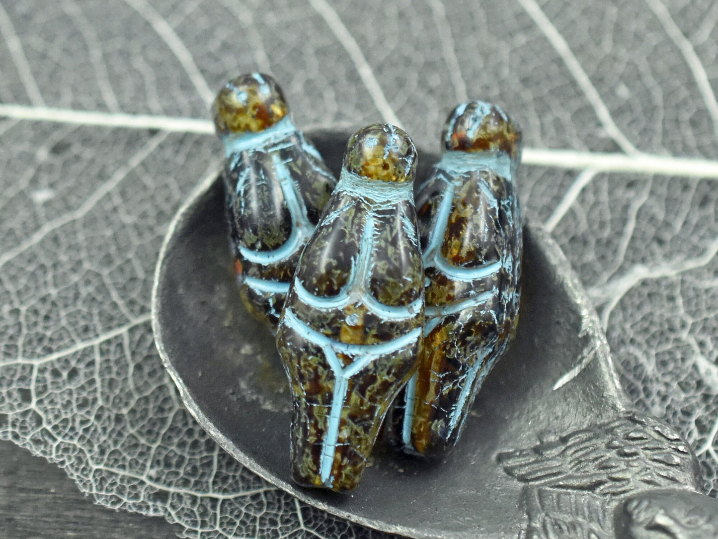 Picasso Beads - Goddess Bead - Czech Glass Beads - Female Goddess - 21x10mm - 4pcs - (1029)