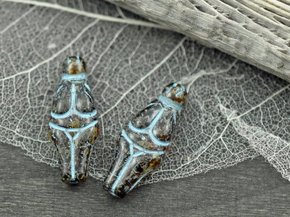 Picasso Beads - Goddess Bead - Czech Glass Beads - Female Goddess - 21x10mm - 4pcs - (1029)