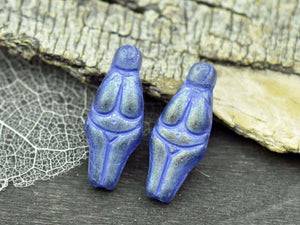 Czech Glass Beads - Goddess Bead - Female Goddess - Picasso Beads - 21x10mm - 4pcs - (1004)