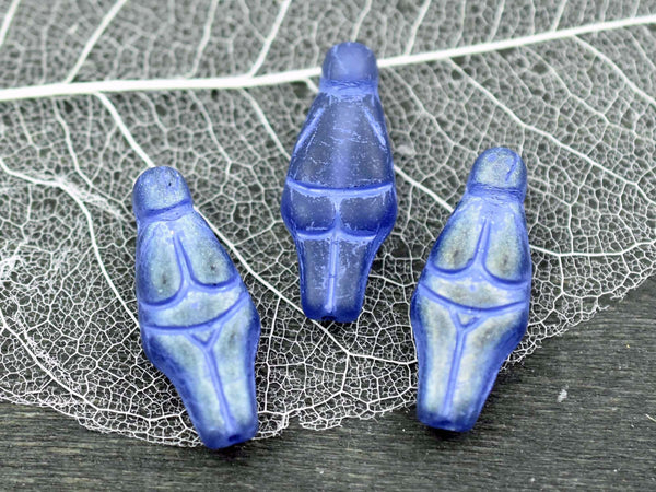 Czech Glass Beads - Goddess Bead - Female Goddess - Picasso Beads - 21x10mm - 4pcs - (1004)