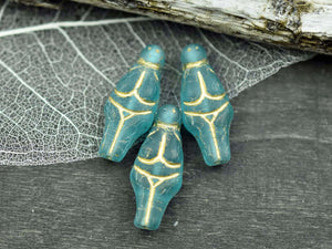 Goddess Bead - Czech Glass Beads - Female Goddess - Picasso Beads - 21x10mm - 4pcs - (1257)