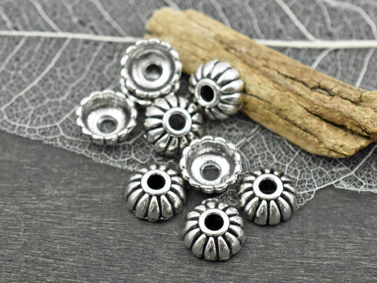 *20* 10x4mm Antique Silver Bead Caps