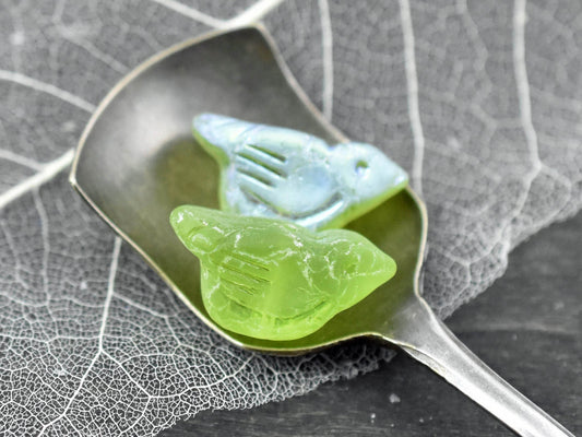 Bird Beads - Czech Glass Beads - Picasso Beads - Animal Beads - Czech Glass Bird Beads - 2pcs - 11x22mm (A597)