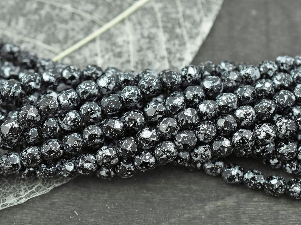 Czech Glass Beads - 6mm Beads - Fire Polished Beads - Black Beads - Round Beads - 25pcs - 6mm - (5819)