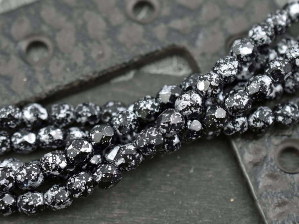 Czech Glass Beads - 6mm Beads - Fire Polished Beads - Black Beads - Round Beads - 25pcs - 6mm - (5819)