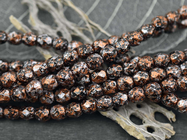 Czech Glass Beads - 6mm Beads - Fire Polished Beads - Speckled Beads - Round Beads - 25pcs - 6mm - (B762)