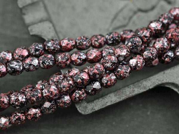 Czech Glass Beads - 6mm Beads - Fire Polished Beads - Speckled Beads - Round Beads - 25pcs - 6mm - (2668)