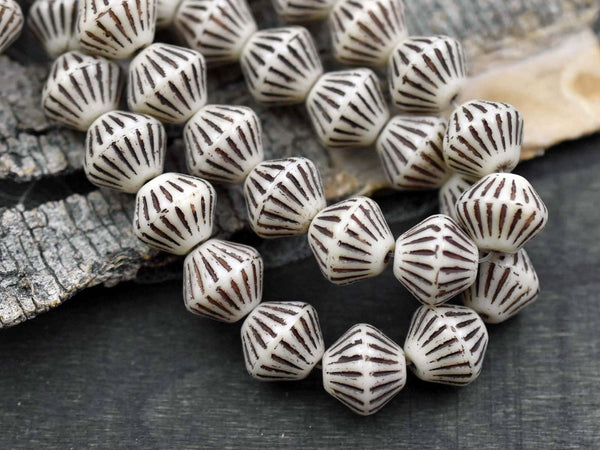 Czech Glass Beads - Picasso Beads - Bicone Beads - Czech Bicone - African Bicone - 15pcs - 11mm - (1771)