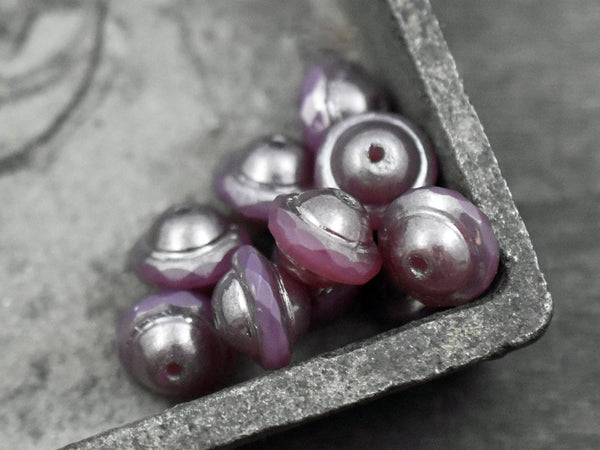 Czech Glass Beads - Saturn Beads - Planet Beads - Picasso Beads - 10pcs - 10x8mm - (2420)