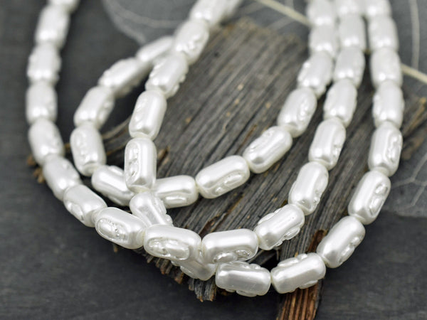 Czech Glass Beads - Pearl Beads - Czech Glass Pearls - Baroque Pearl Beads - White Pearl Beads - Choose Your Size -- Choose Your Quantity