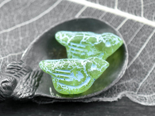 Bird Beads - Czech Glass Beads - Picasso Beads - Animal Beads - Czech Glass Bird Beads - 2pcs - 11x22mm (A406)