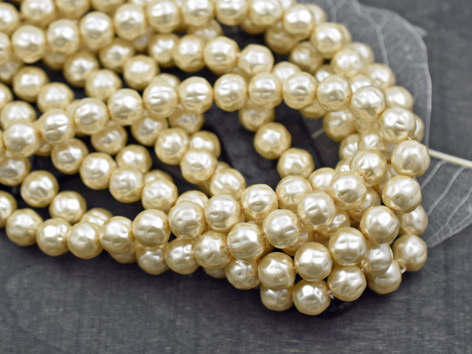 Czech Glass Beads - Pearl Beads - Czech Glass Pearls - Baroque Pearl Beads - Cream Pearl Beads - 8mm or 10mm -- Choose Your Quantity