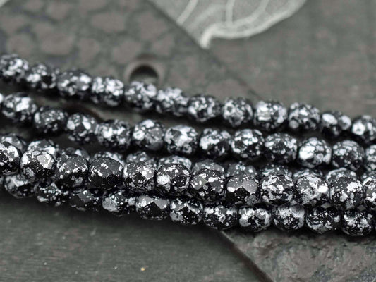 Czech Glass Beads - 6mm Beads - Fire Polished Beads - Black Beads - Round Beads - 25pcs - 6mm - (5819)