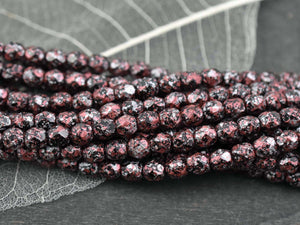 Czech Glass Beads - 6mm Beads - Fire Polished Beads - Speckled Beads - Round Beads - 25pcs - 6mm - (2668)