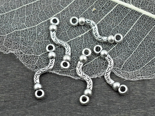 *50* 22x9mm Antique Silver Curved Connector Bars