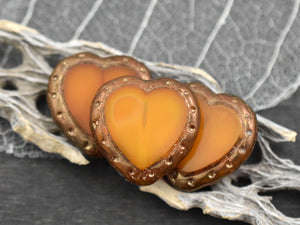 Czech Glass Beads - Heart Beads - Valentines Beads - Picasso Beads - 18mm - 2pcs - (4126)