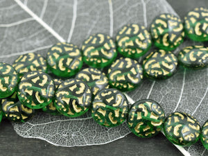 Czech Glass Beads - Coin Beads - Picasso Beads - Lentil Beads - 14mm - 8pcs (791)
