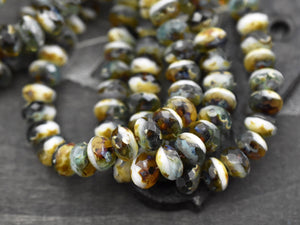 Caribbean Beach Picasso Fire Polished Rondelle Beads - 3x5mm, 5x7mm or 6x8mm 3x5mm (Sku 5337) Czech Glass Beads by GR8BEADS - The Bead Obsession