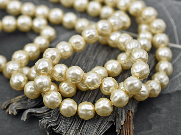 Czech Glass Beads - Pearl Beads - Czech Glass Pearls - Baroque Pearl Beads - Cream Pearl Beads - 8mm or 10mm -- Choose Your Quantity