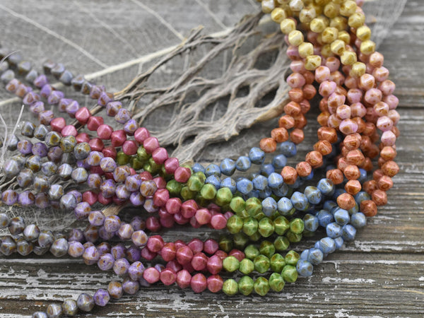 Mixed Glass Beads - Czech Glass Beads - Picasso Beads - Bicone Beads - Round Beads - 3mm - 45pcs - (1696)