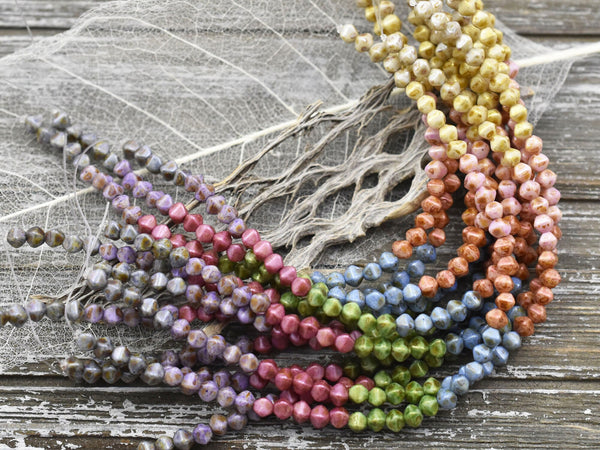 Mixed Glass Beads - Czech Glass Beads - Picasso Beads - Bicone Beads - Round Beads - 3mm - 45pcs - (1696)