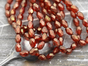 Czech Glass Beads - Picasso Beads - Faceted Beads - Fire Polished Beads - Oval Beads - 5x7mm - 20pcs (A13)