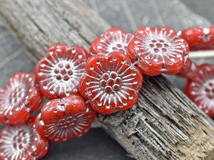 Czech Glass Beads - Picasso Beads - Flower Beads - Czech Glass Flowers - Wildflower Beads - 18mm Flower - 2pcs - (701)