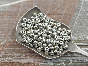 Czech Glass Beads - Micro Spacers - Silver Spacer Beads - Micro Beads - Glass Spacers - 2x3mm - Choose Your Quantity