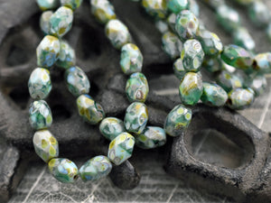 Picasso Beads - Czech Glass Beads - Faceted Beads - Fire Polished Beads - Oval Beads - 5x7mm - 20pcs (1921)