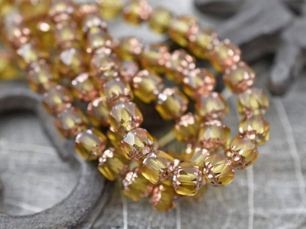 Czech Glass Beads - Cathedral Beads - Fire Polished Beads - 6mm Beads - Pink Beads - 20pcs (2919)
