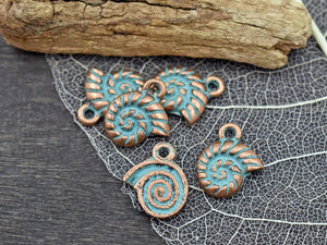 Beach Charms - Metal Charm - Patina Charms - Copper Charms - Small Charms - 10pcs - 12x10mm - (A350)