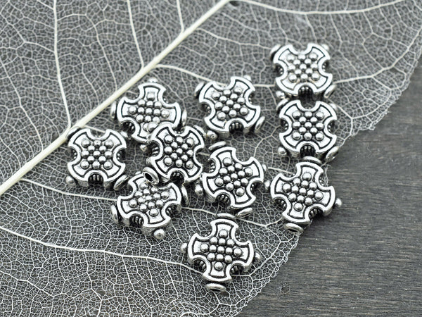 *20* 12mm Antique Silver Medieval Cross Beads Czech Glass Beads by GR8BEADS - The Bead Obsession