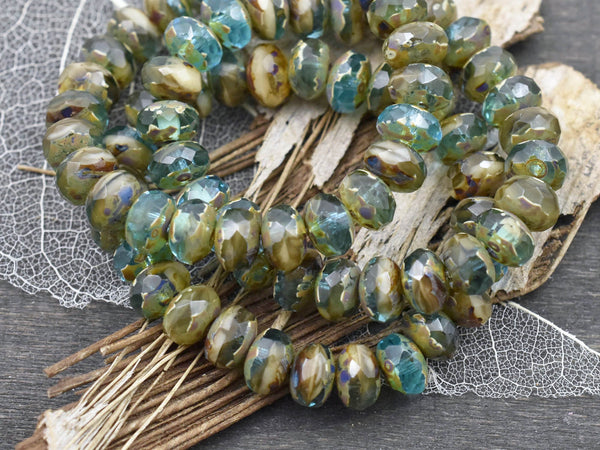 Picasso Beads - Czech Glass Beads - Rondelle Beads - Czech Rondelles - Firepolish Beads - 25pcs - 5x7mm - (3781)