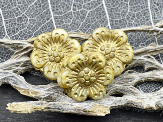 Flower Beads - Czech Glass Beads - Picasso Beads - Wild Flower Beads - Summer Beads - 14mm - 6pcs - (4787)