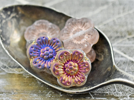 Flower Beads - Czech Glass Beads - Czech Glass Flowers - Picasso Beads - Wildflower Beads - 14mm Flower - 6 or 12pcs