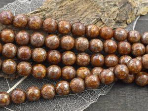 Picasso Beads - Czech Glass Beads - 8mm Beads - Druk Beads - Round Beads - 16pcs - (3286)