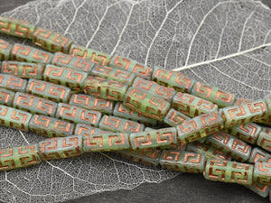 Czech Glass Beads - Tube Beads - Celtic Beads - Picasso Beads - Stick Beads - 15x5mm - 12pcs (1151)