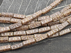 Czech Glass Beads - Tube Beads - Celtic Beads - Picasso Beads - Stick Beads - 15x5mm - 12pcs (1107)