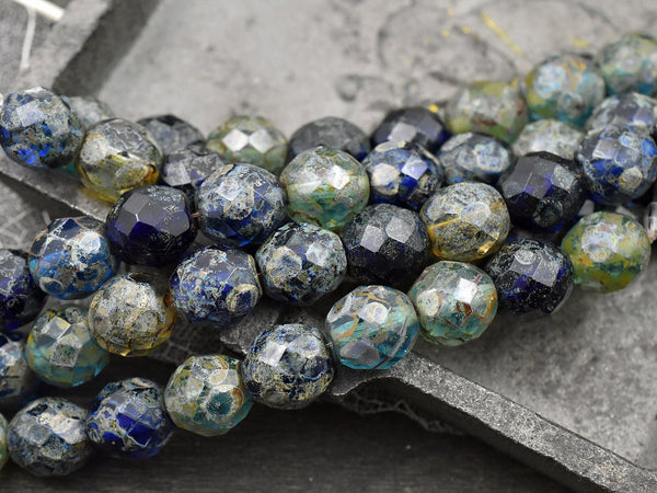 Picasso Beads - Czech Glass Beads - Fire Polished Beads - Round Beads - 10mm Beads - Faceted Beads - 10pcs (6120)
