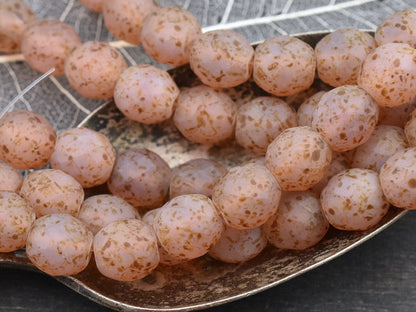 Czech Glass Beads - Picasso Beads - Fire Polished Beads - Round Beads - 10mm Beads - Pink Beads - 10pcs (B634)