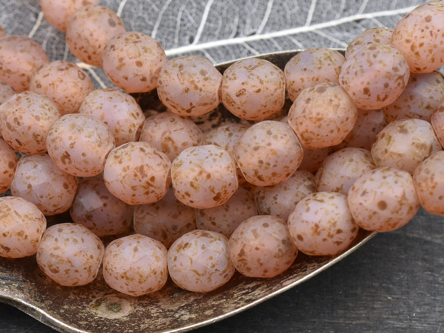 Czech Glass Beads - Picasso Beads - Fire Polished Beads - Round Beads - 10mm Beads - Pink Beads - 10pcs (B634)