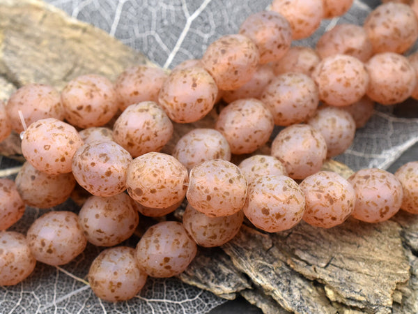Czech Glass Beads - Picasso Beads - Fire Polished Beads - Round Beads - 10mm Beads - Pink Beads - 10pcs (B634)