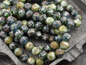 Picasso Beads - Czech Glass Beads - English Cut Beads - Antique Cut Beads - Round Beads - 8mm - 20pcs - (5572)