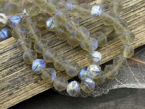 Czech Glass Beads -Matte Beads -  English Cut Beads - Antique Cut Beads - Round Beads - 8mm - 20pcs - (3285)